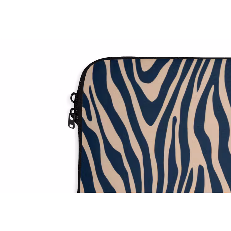 Laptophoes - Zebra - Patroon - Blauw - Beige — 6