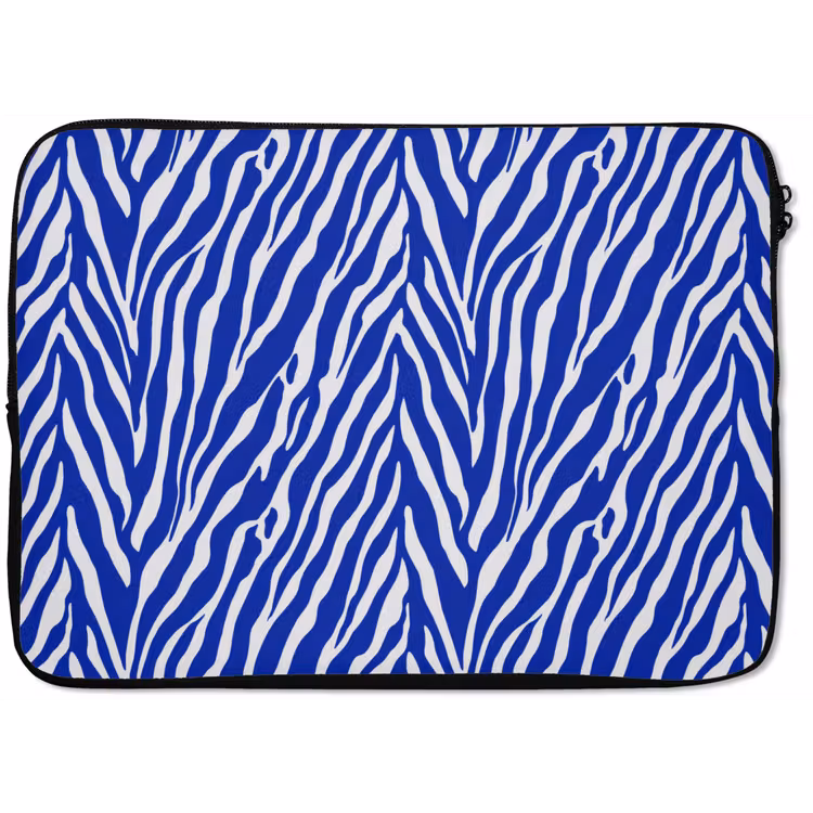 Laptophoes - Zebra - Patroon - Kobalt - Blauw — 1