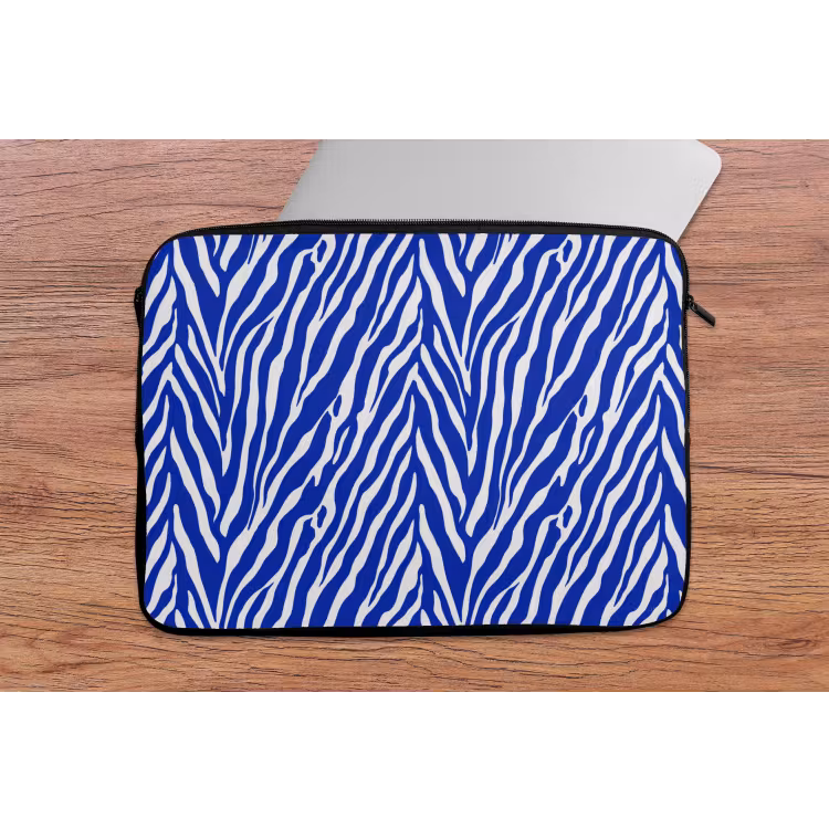 Laptophoes - Zebra - Patroon - Kobalt - Blauw — 2