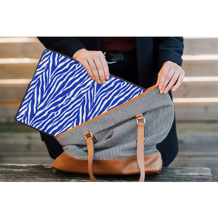 Laptophoes - Zebra - Patroon - Kobalt - Blauw — 4