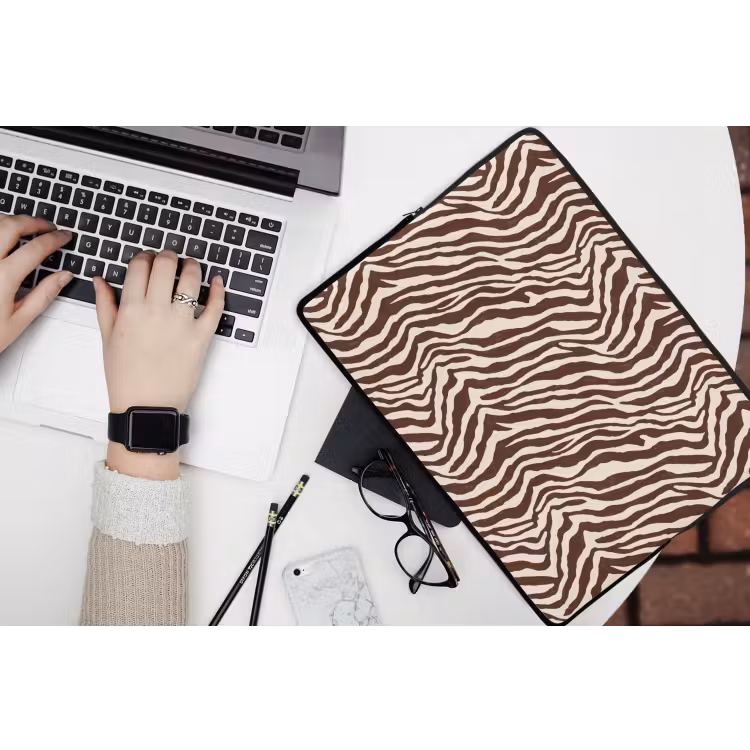 Laptophoes - Zebra - Patroon - Zwart - Wit — 3