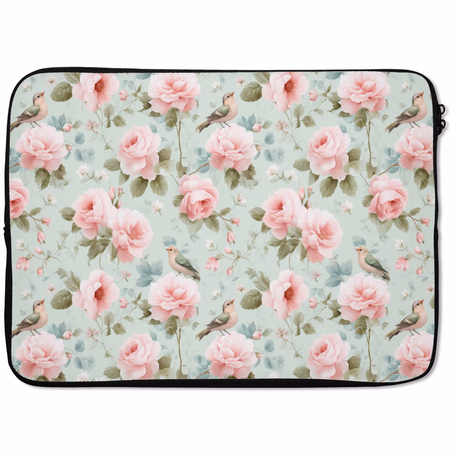 Laptophoes - Rozen - Vogels - Pastel - Kleurrijk — 1