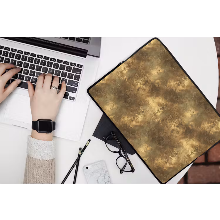 Laptophoes - Antiek - Metaallook - Goud — 3
