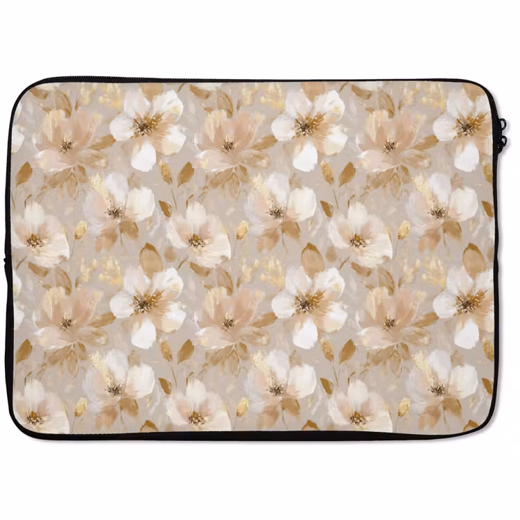 Laptophoes - Bloemen - artistiek - Goud — 1