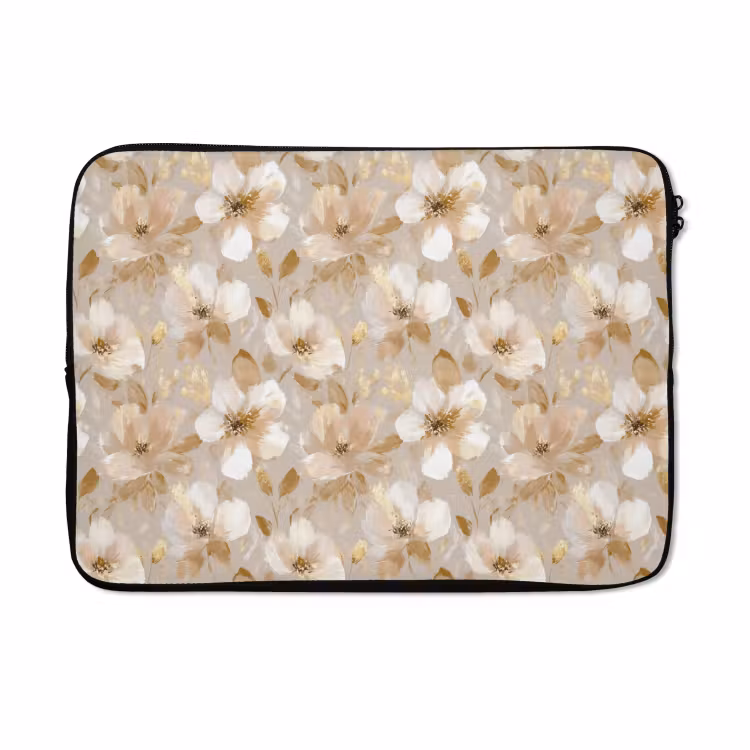 Laptophoes - Bloemen - artistiek - Goud — 5