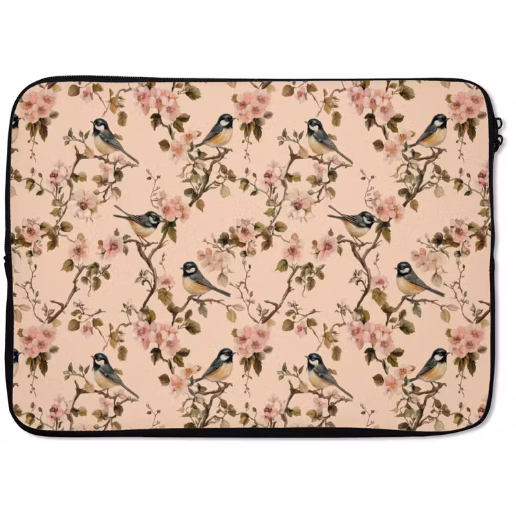 Laptophoes - Bloesem - Koolmees - Roze — 1