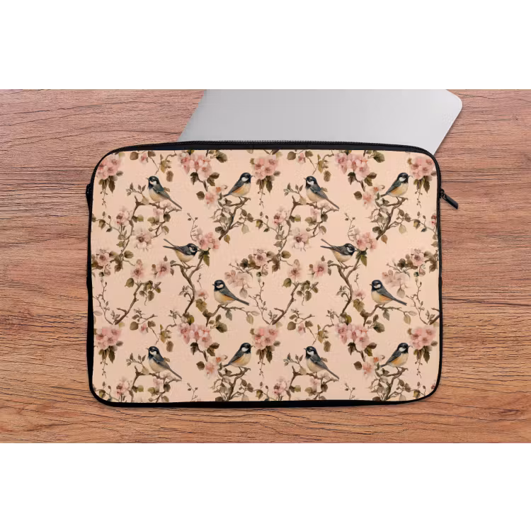 Laptophoes - Bloesem - Koolmees - Roze — 2