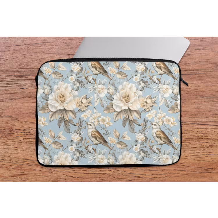 Laptophoes - Botanisch - Zangvogel - Blauw — 2