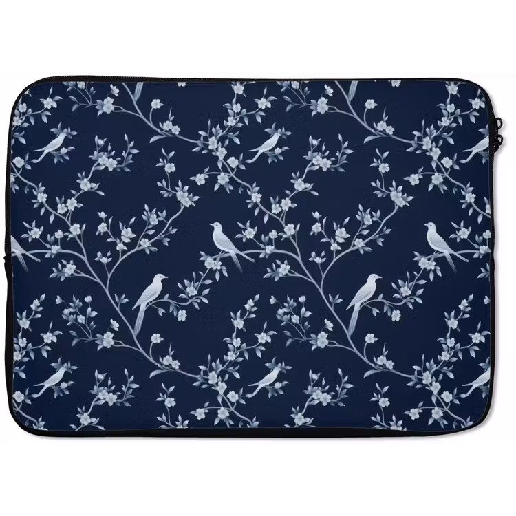 Laptophoes - Grafisch - Bloesemtak - Blauw — 1