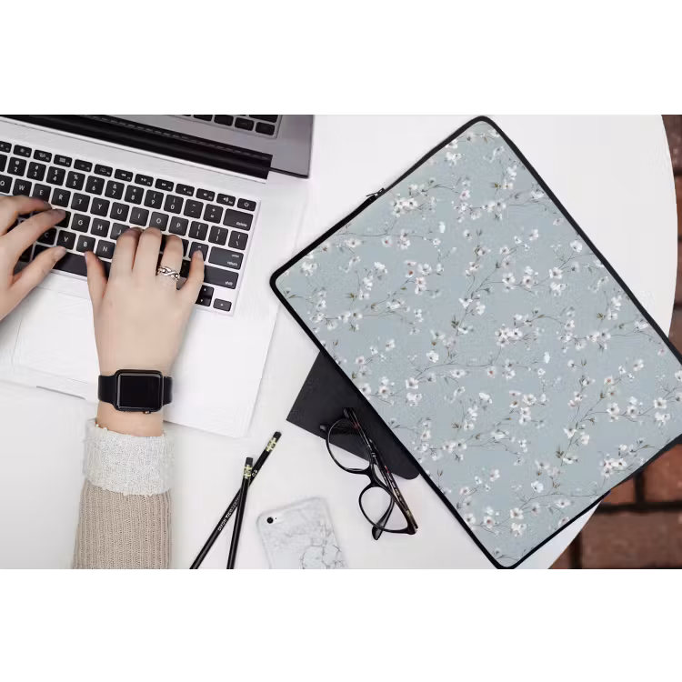 Laptophoes - Klassiek - Bloemen - Blauw — 3