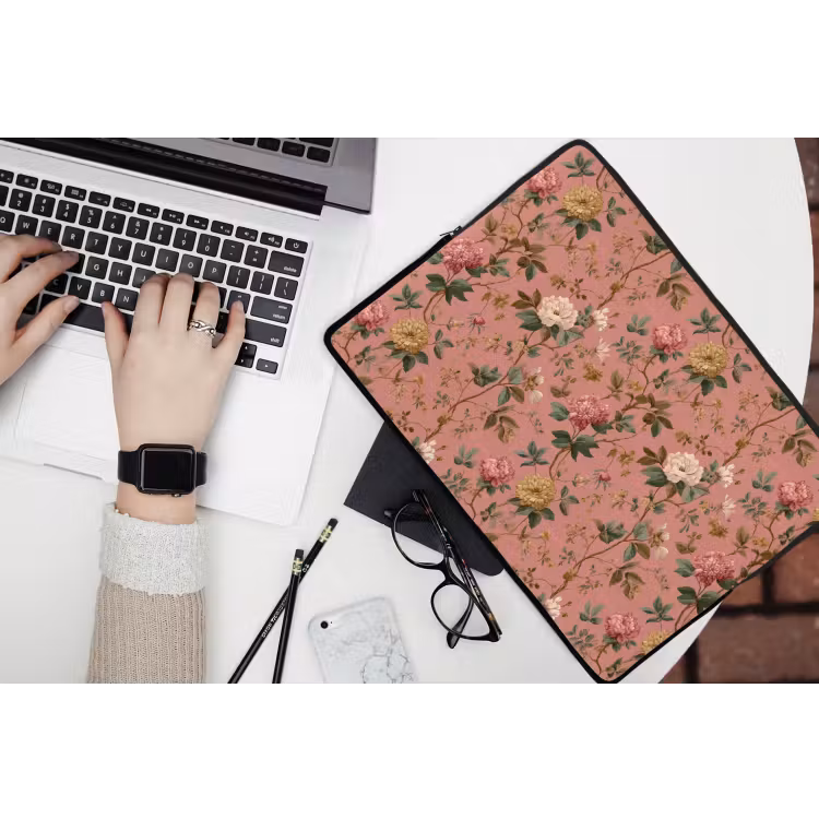 Laptophoes - Klassiek - Botanisch - Roze — 3
