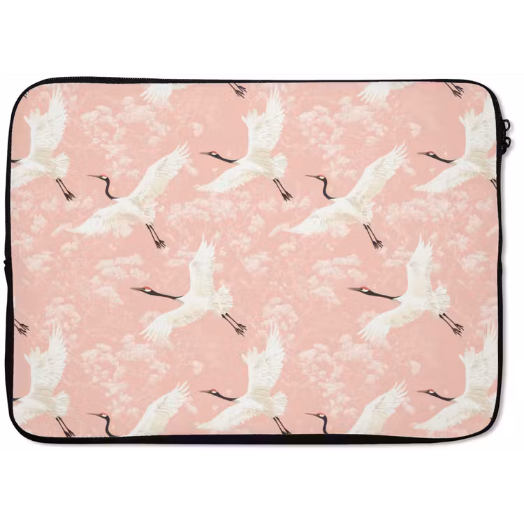 Laptophoes - Kraanvogels - Bloesem - Roze — 1