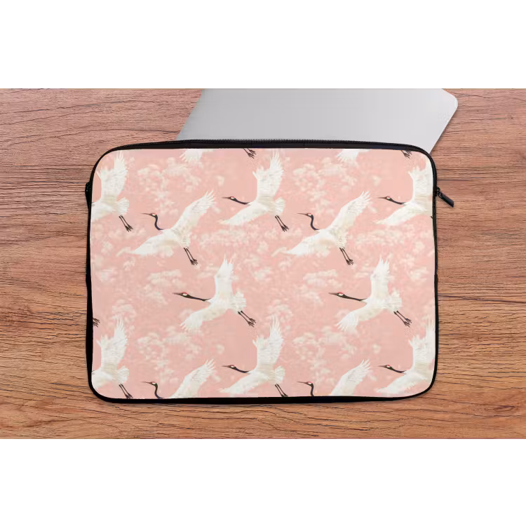 Laptophoes - Kraanvogels - Bloesem - Roze — 2