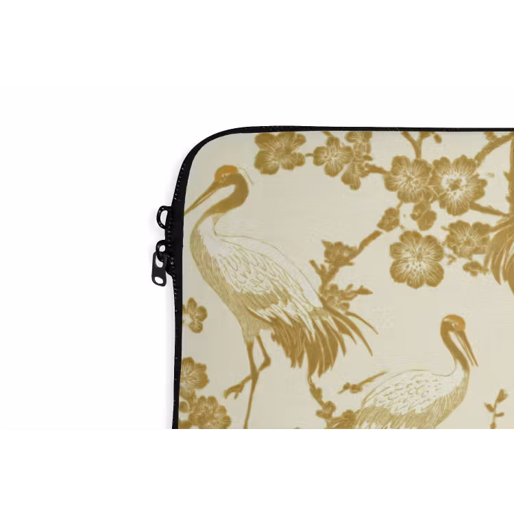 Laptophoes - Kraanvogels - Kersenbloesem - Goud — 6