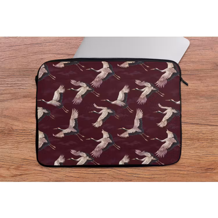 Laptophoes - Kraanvogels - Klassiek - Bordeaux — 2