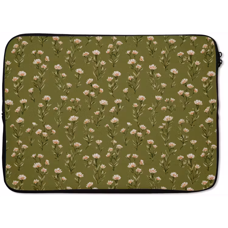 Laptophoes - Landelijk - Bloemen - Groen — 1