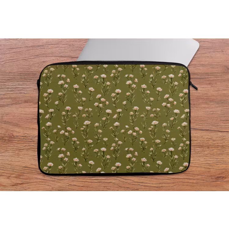 Laptophoes - Landelijk - Bloemen - Groen — 2