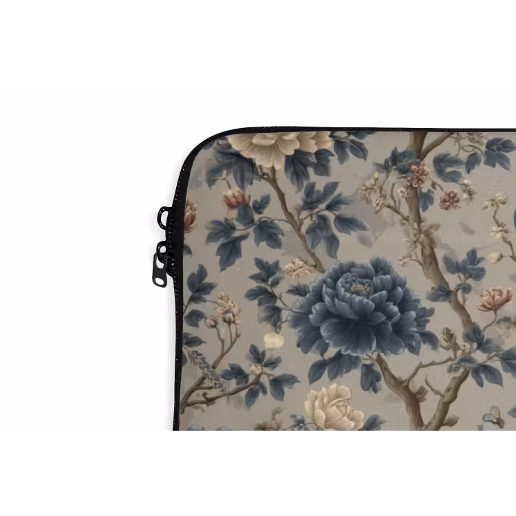 Laptophoes - Pauw - Bloemen - Blauw — 6