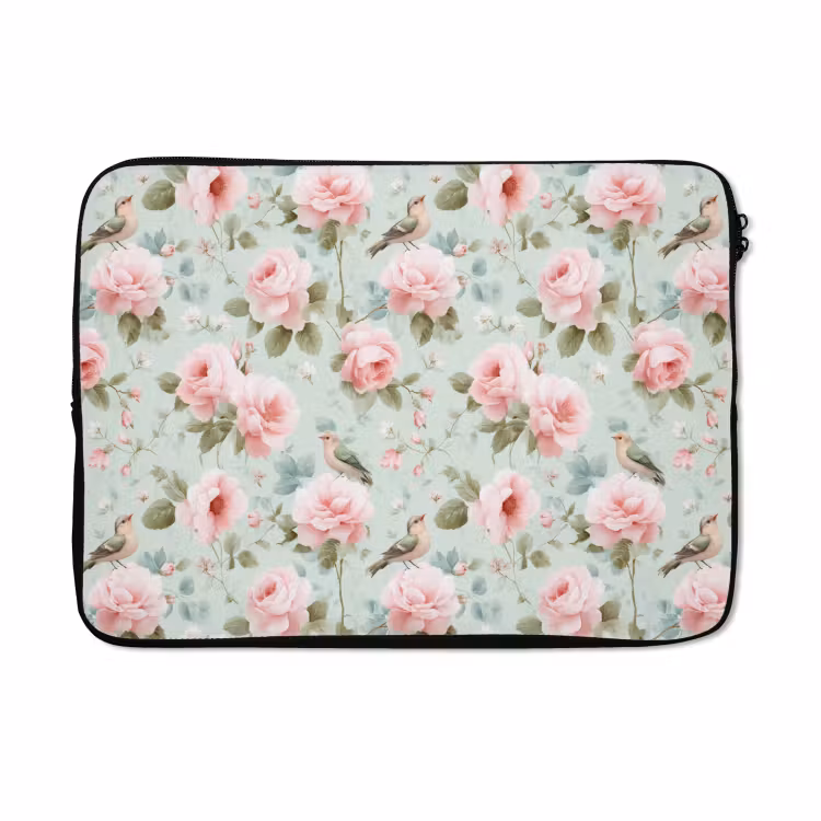 Laptophoes - Rozen - Vogels - Pastel - Kleurrijk — 5