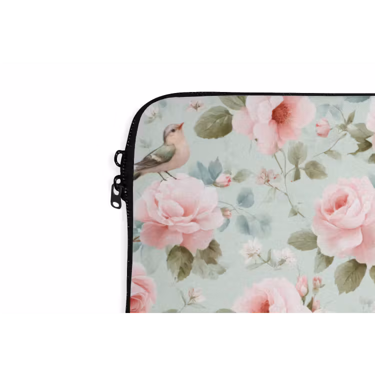 Laptophoes - Rozen - Vogels - Pastel - Kleurrijk — 6