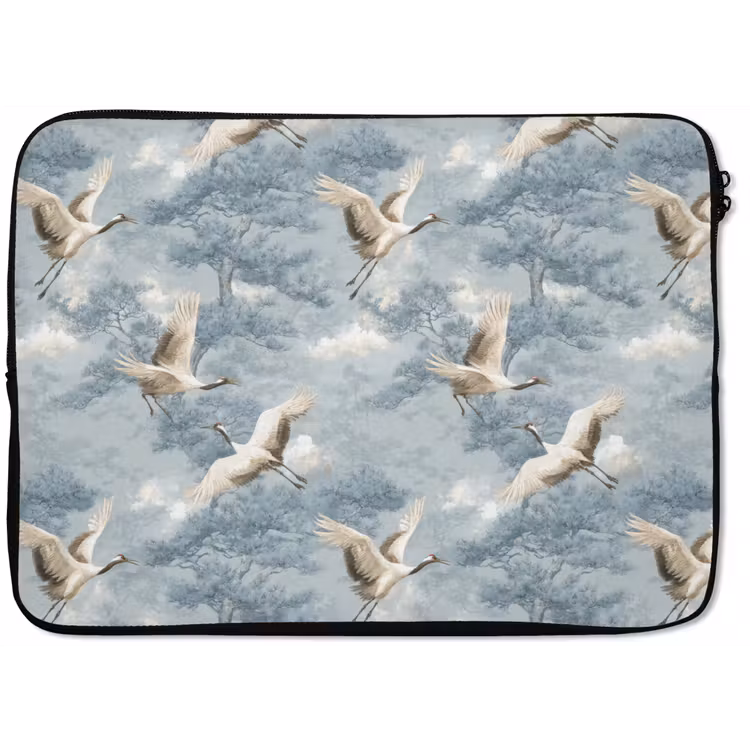 Laptophoes - Wolken - Kraanvogels - Blauw — 1