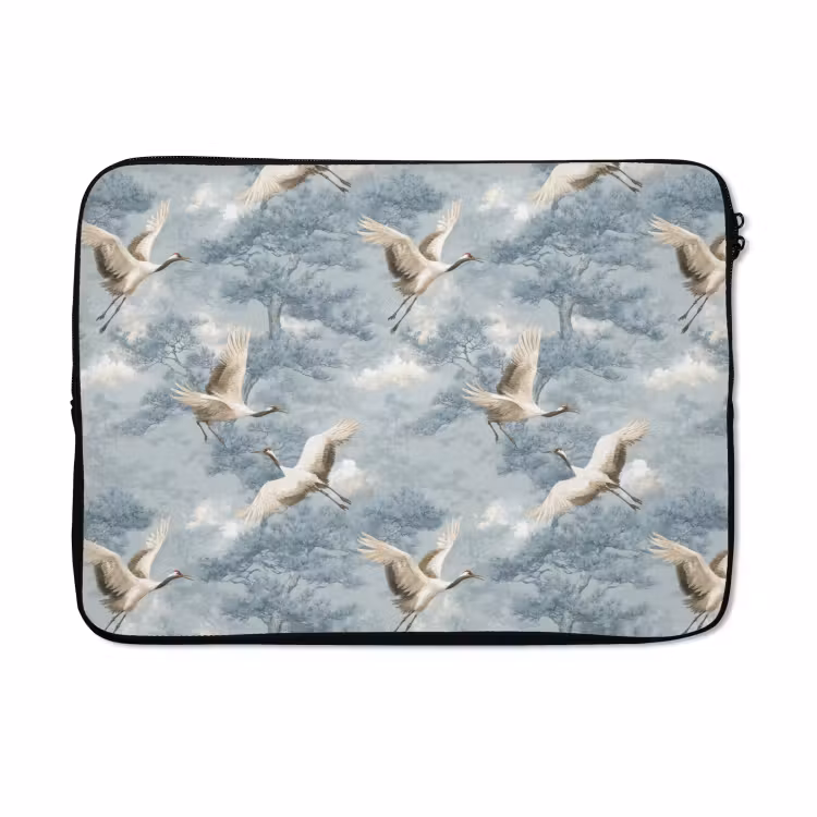 Laptophoes - Wolken - Kraanvogels - Blauw — 5