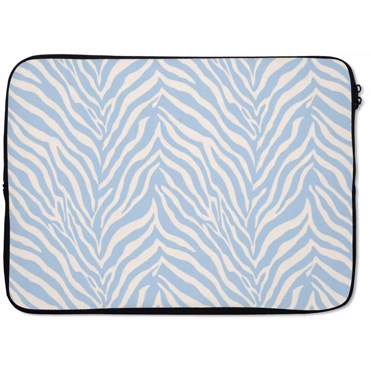 Laptophoes - Zebra - Motief - Blauw - Wit — 1