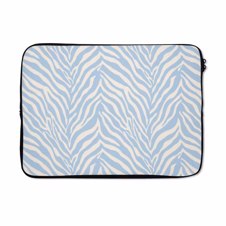 Laptophoes - Zebra - Motief - Blauw - Wit — 5
