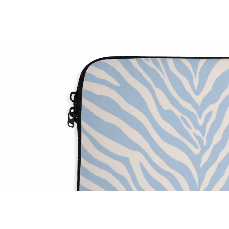 Laptophoes - Zebra - Motief - Blauw - Wit — 6