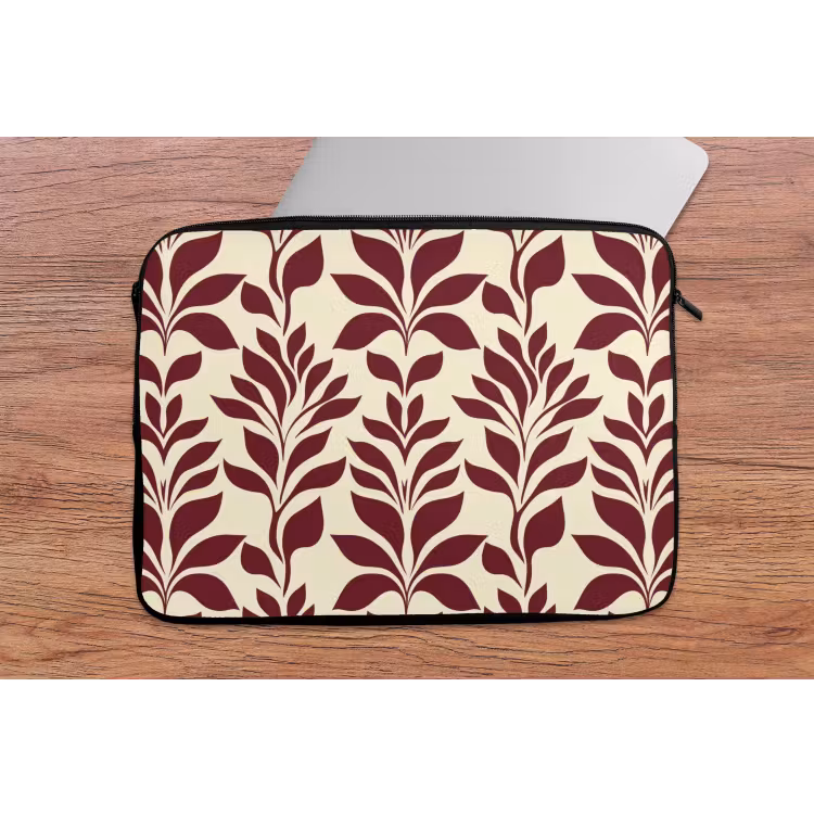 Laptophoes - Abstract - Bladeren - Burgundy — 2