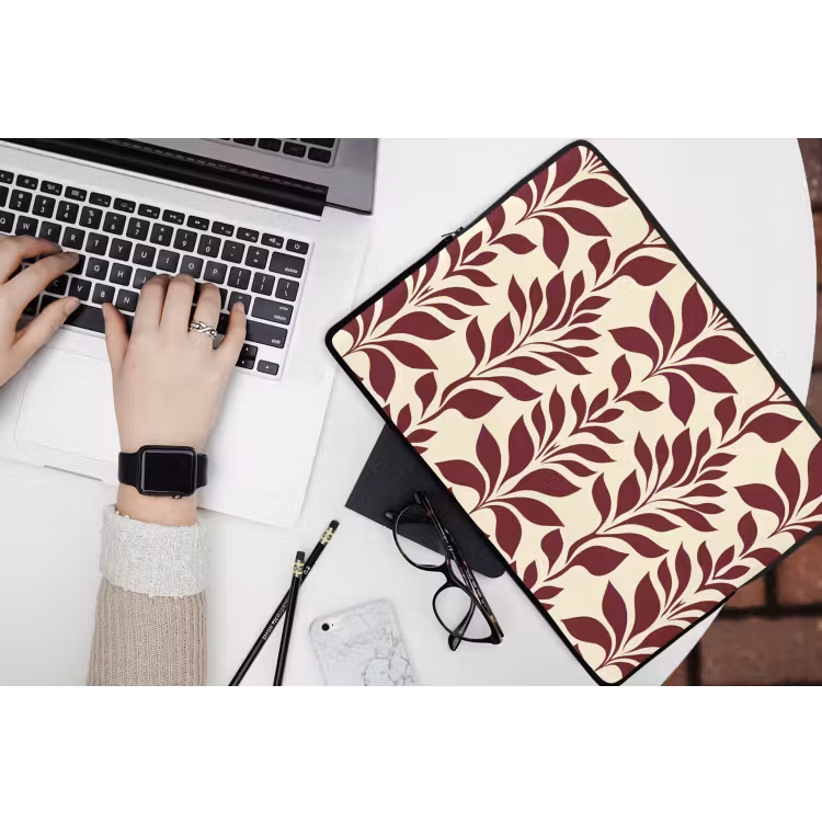 Laptophoes - Abstract - Bladeren - Burgundy — 3