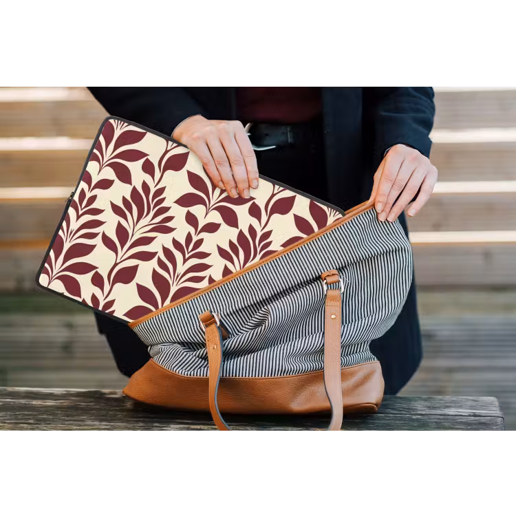 Laptophoes - Abstract - Bladeren - Burgundy — 4