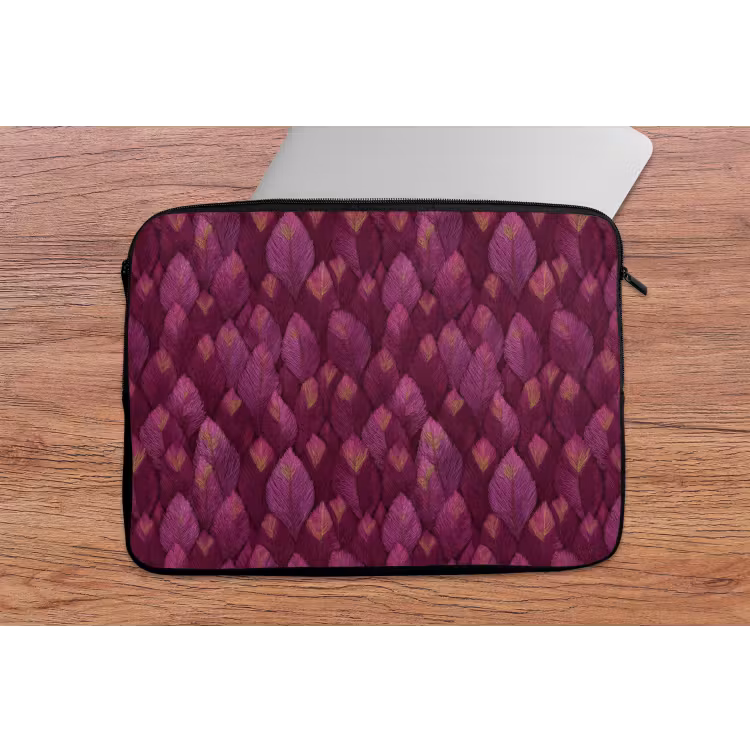 Laptophoes - Bladeren - Patroon - Burgundy — 2
