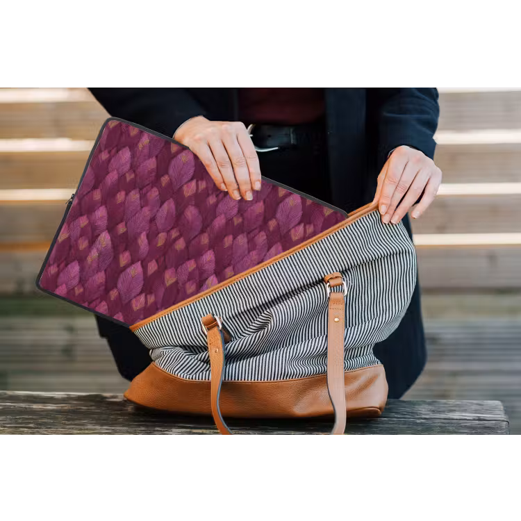 Laptophoes - Bladeren - Patroon - Burgundy — 4