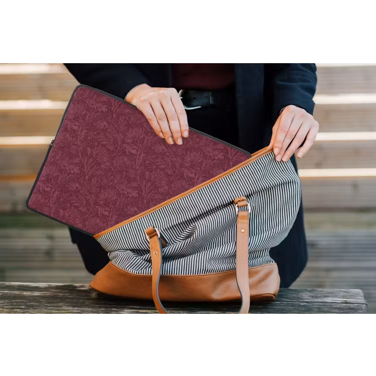 Laptophoes - Bladeren - Patroon - Paars — 4