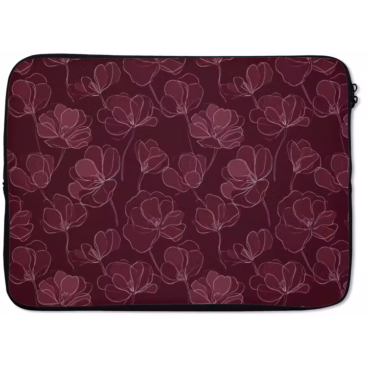 Laptophoes - Bloemen - Patroon - Bordeauxrood — 1
