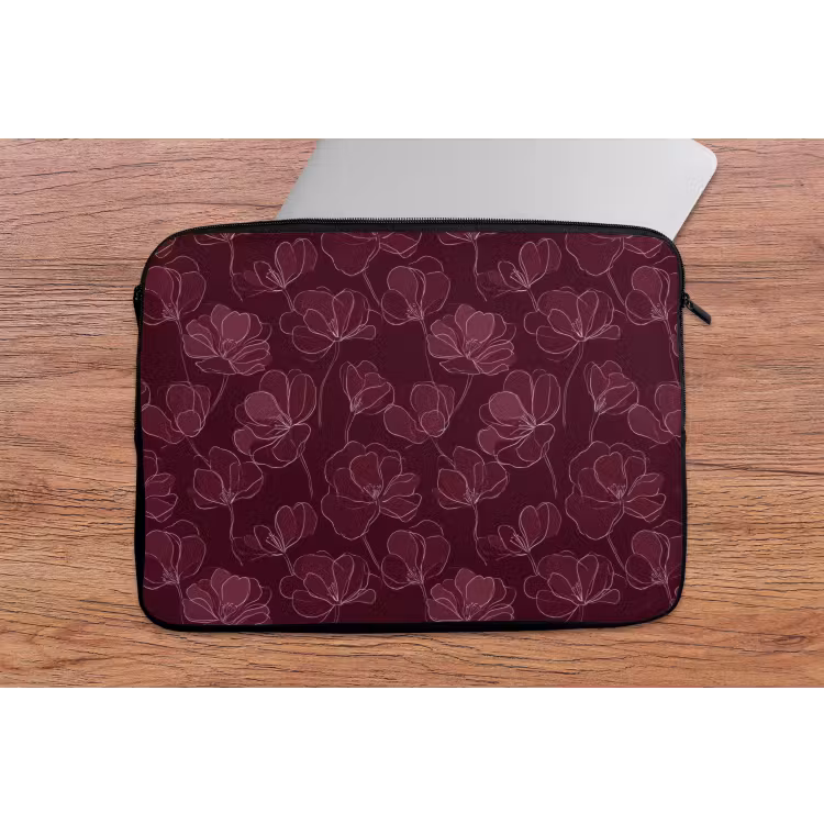 Laptophoes - Bloemen - Patroon - Bordeauxrood — 2