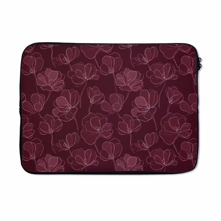 Laptophoes - Bloemen - Patroon - Bordeauxrood — 5