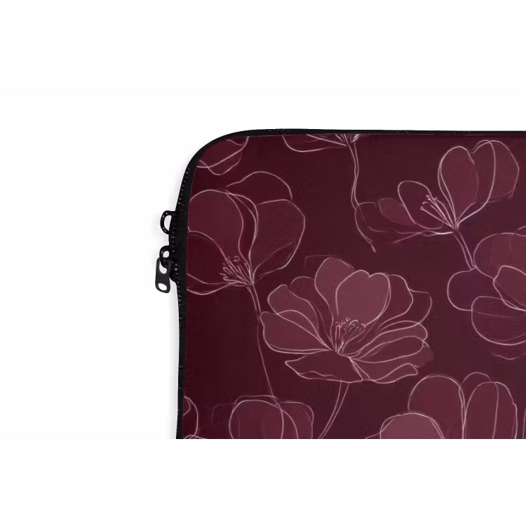 Laptophoes - Bloemen - Patroon - Bordeauxrood — 6