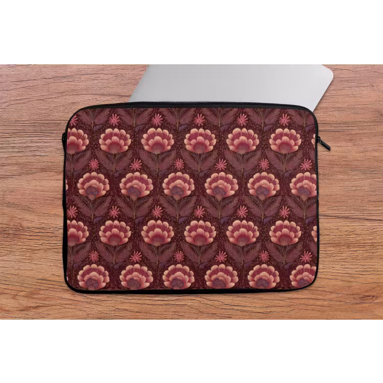 Laptophoes - Bloemen - Waaier - Paars — 2