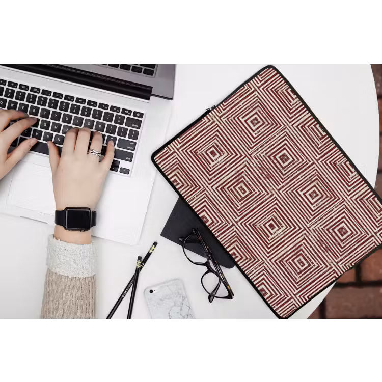 Laptophoes - Geometrisch - Patroon - Rood — 3