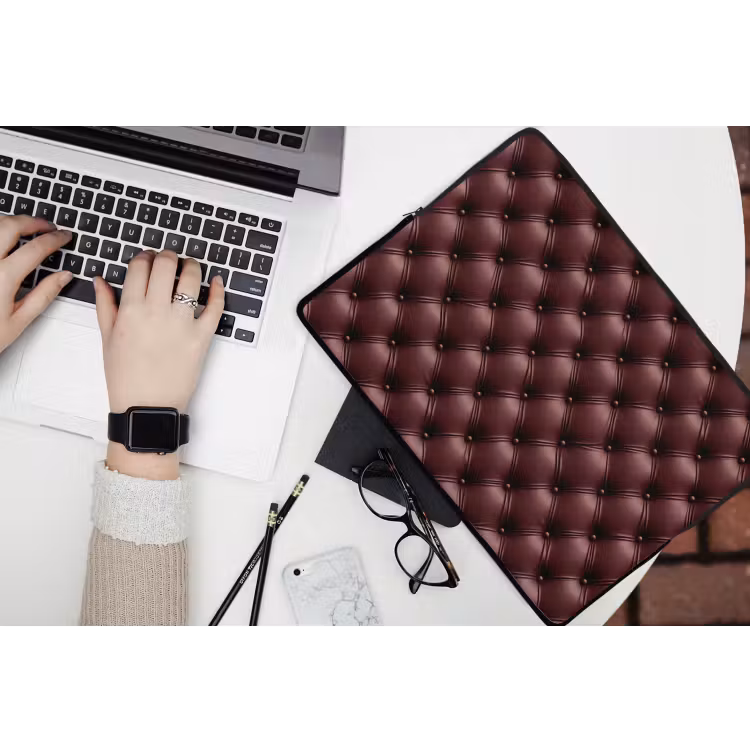 Laptophoes - Leer - Patroon - Bordeaux — 3