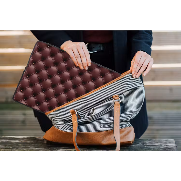 Laptophoes - Leer - Patroon - Bordeaux — 4
