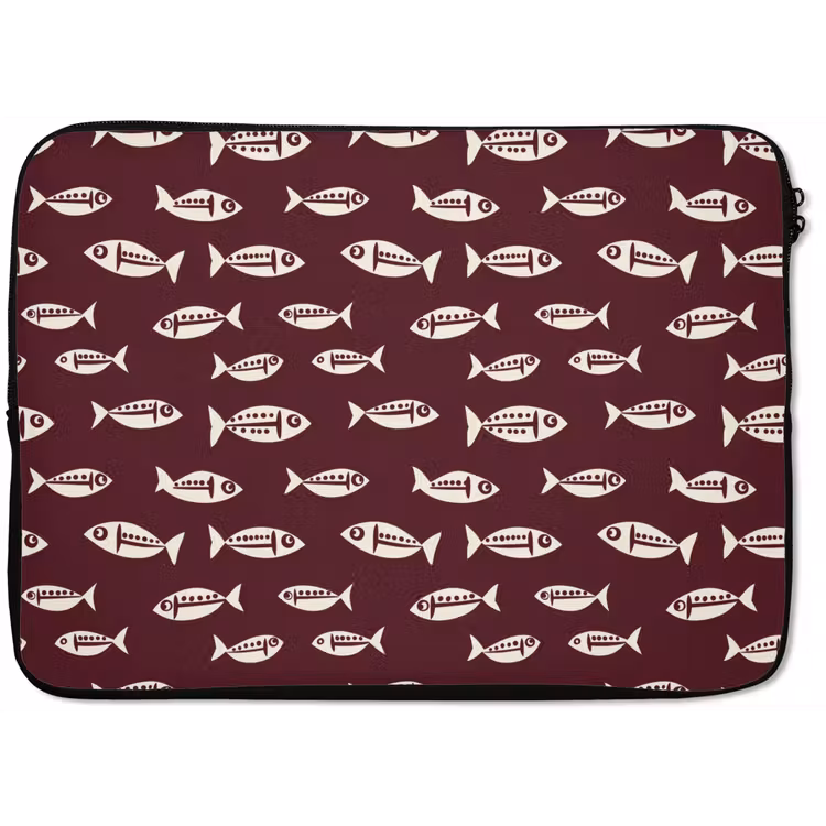 Laptophoes - Vissen - Grafisch - Patroon - Donker — 1