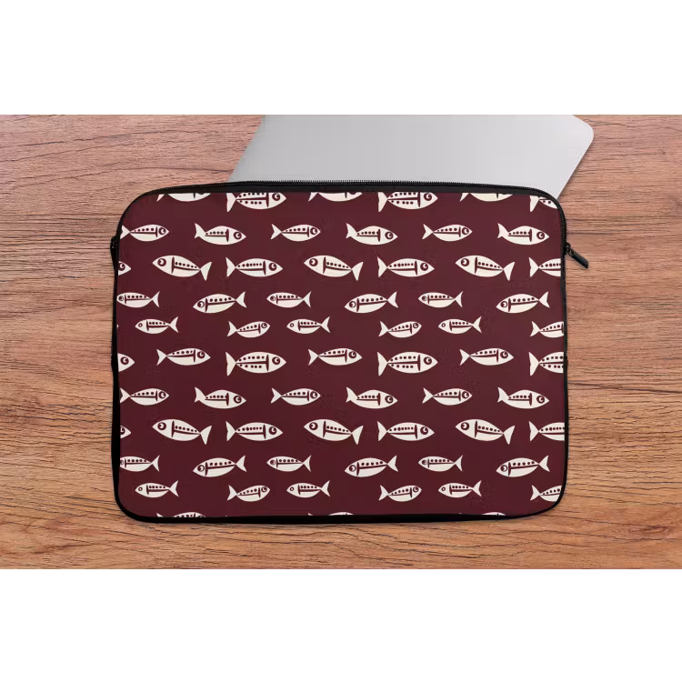 Laptophoes - Vissen - Grafisch - Patroon - Donker — 2