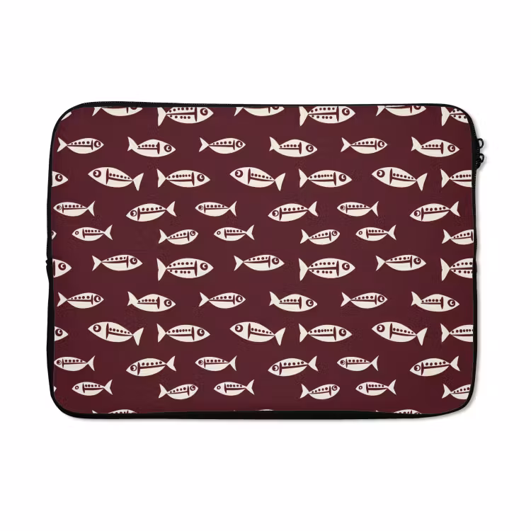 Laptophoes - Vissen - Grafisch - Patroon - Donker — 5