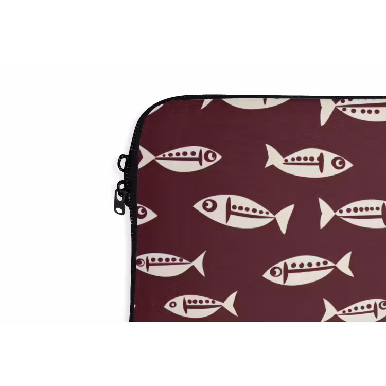 Laptophoes - Vissen - Grafisch - Patroon - Donker — 6