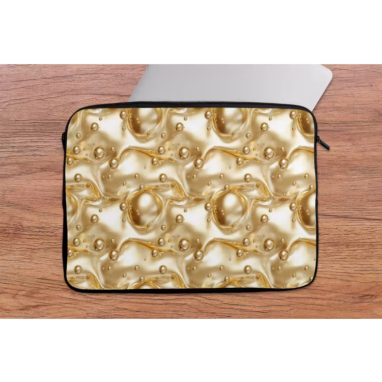 Laptophoes - Vloeibaar - Druppels - Goud — 2