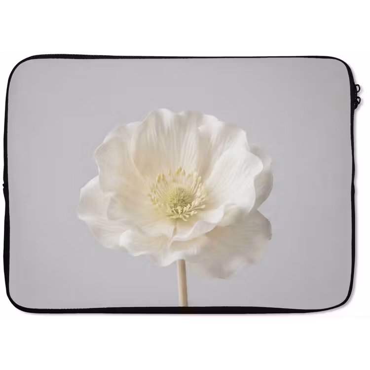 Laptophoes - Bloem - Minimalistisch -Wit — 1