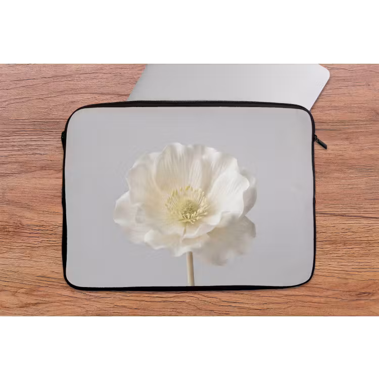 Laptophoes - Bloem - Minimalistisch -Wit — 2